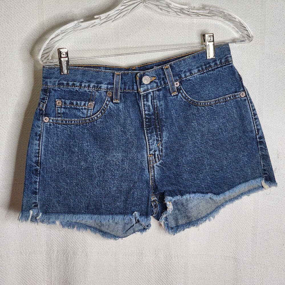 Levi Strauss Vtg Cut-off Medium Wash Relaxed Fit Red Label 219 Cotton Shorts 9JR